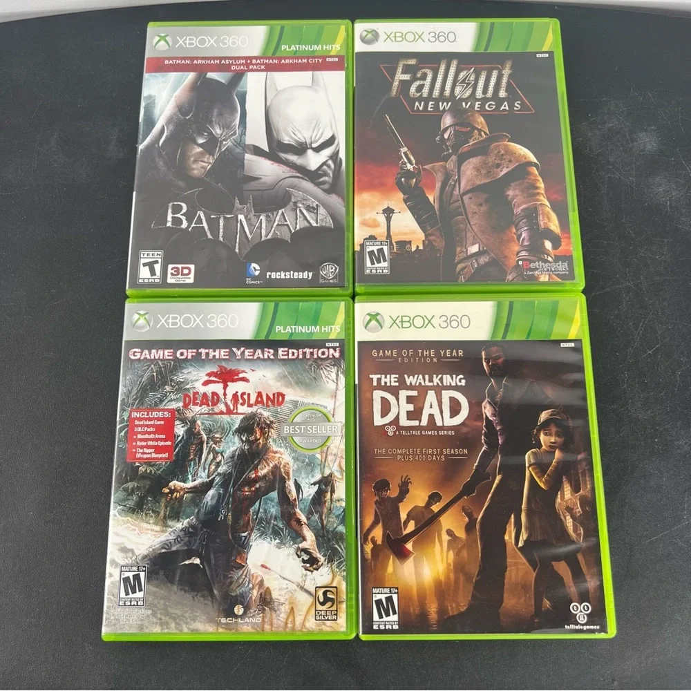 Microsoft Xbox 360 S 4GB Console System Bundle Lot With 8 Games Tested & Working